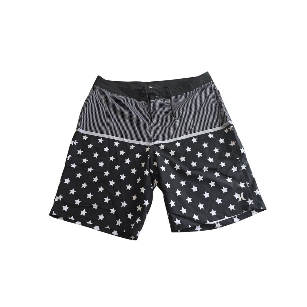 Hurley Boardshorts Mens 36 Black White Stars Stripe Surf Swim  Beach Patriotic - Picture 2 of 4